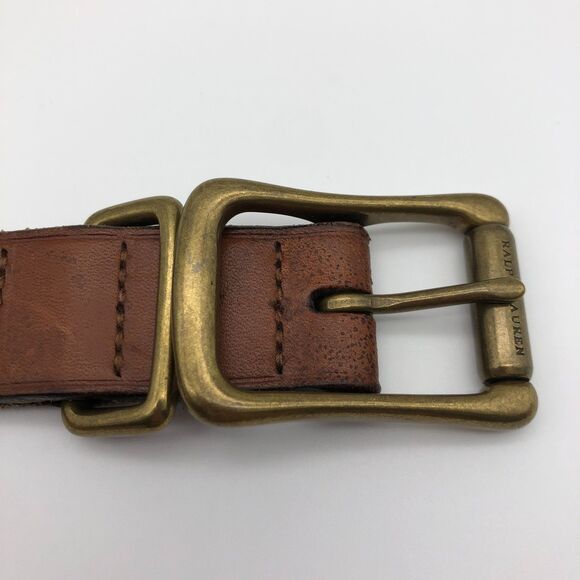 Polo Ralph Lauren Italian Leather Belt Mens Size 38 Brass Placard Customizable - Picture 3 of 9